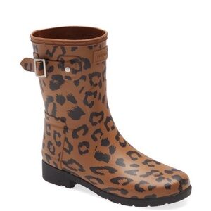 Hunter Women's Original Leopard Print Refined Short Rain Boot Size 7